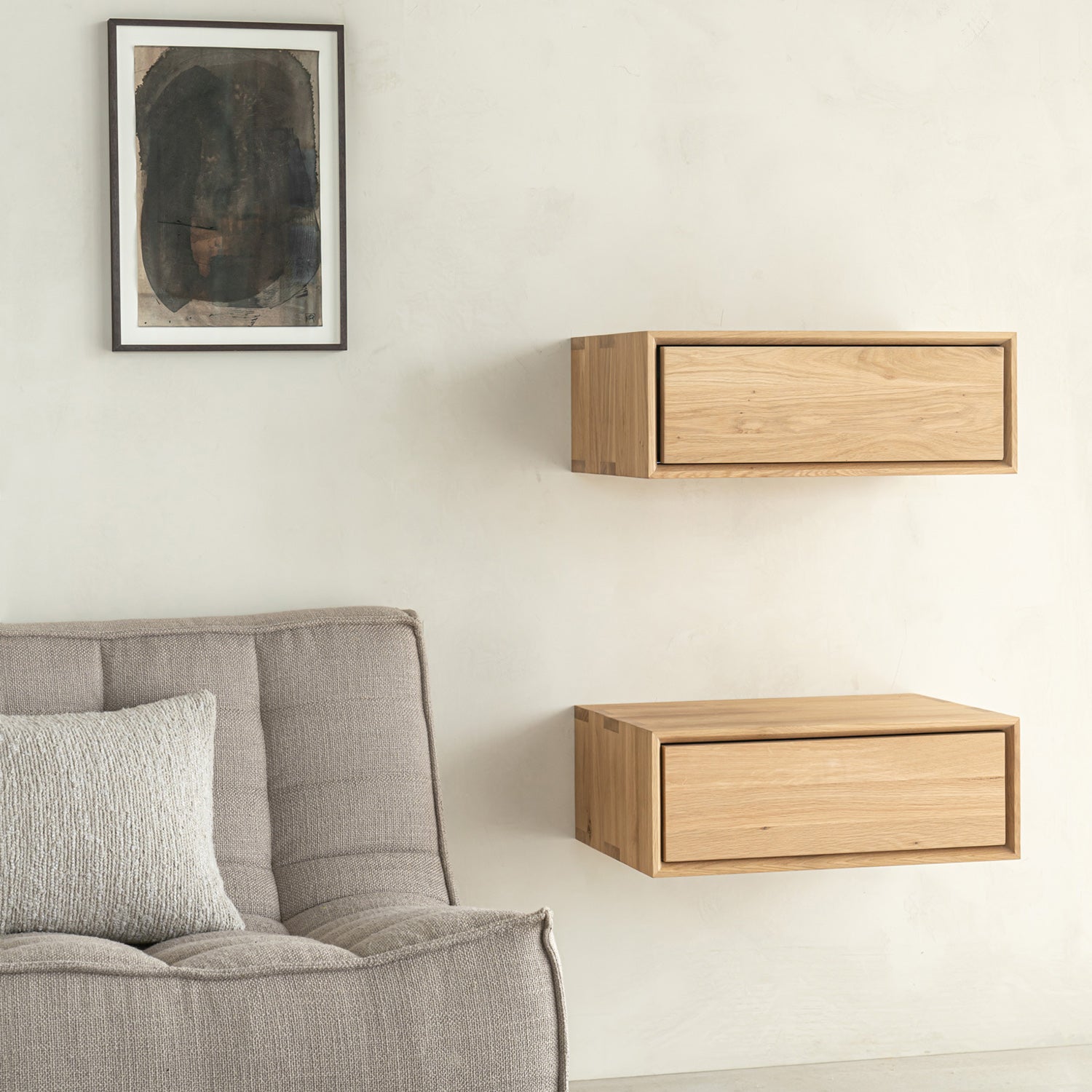 Ethnicraft Nordic II Hanging Bedside Table Set of 2