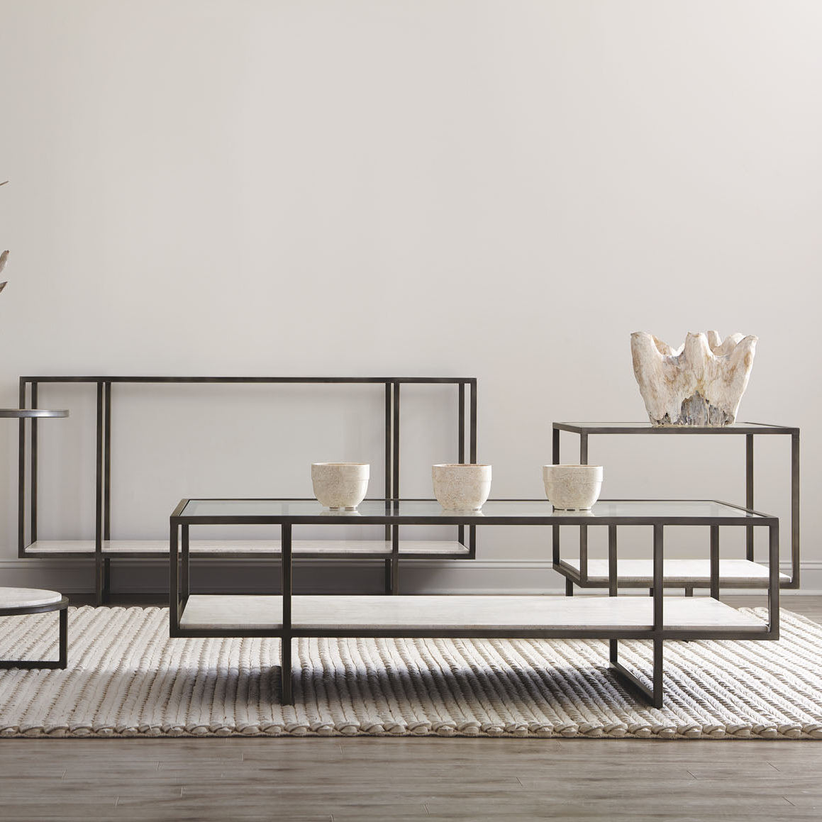 Bernhardt Living Harlow Metal Square End Table