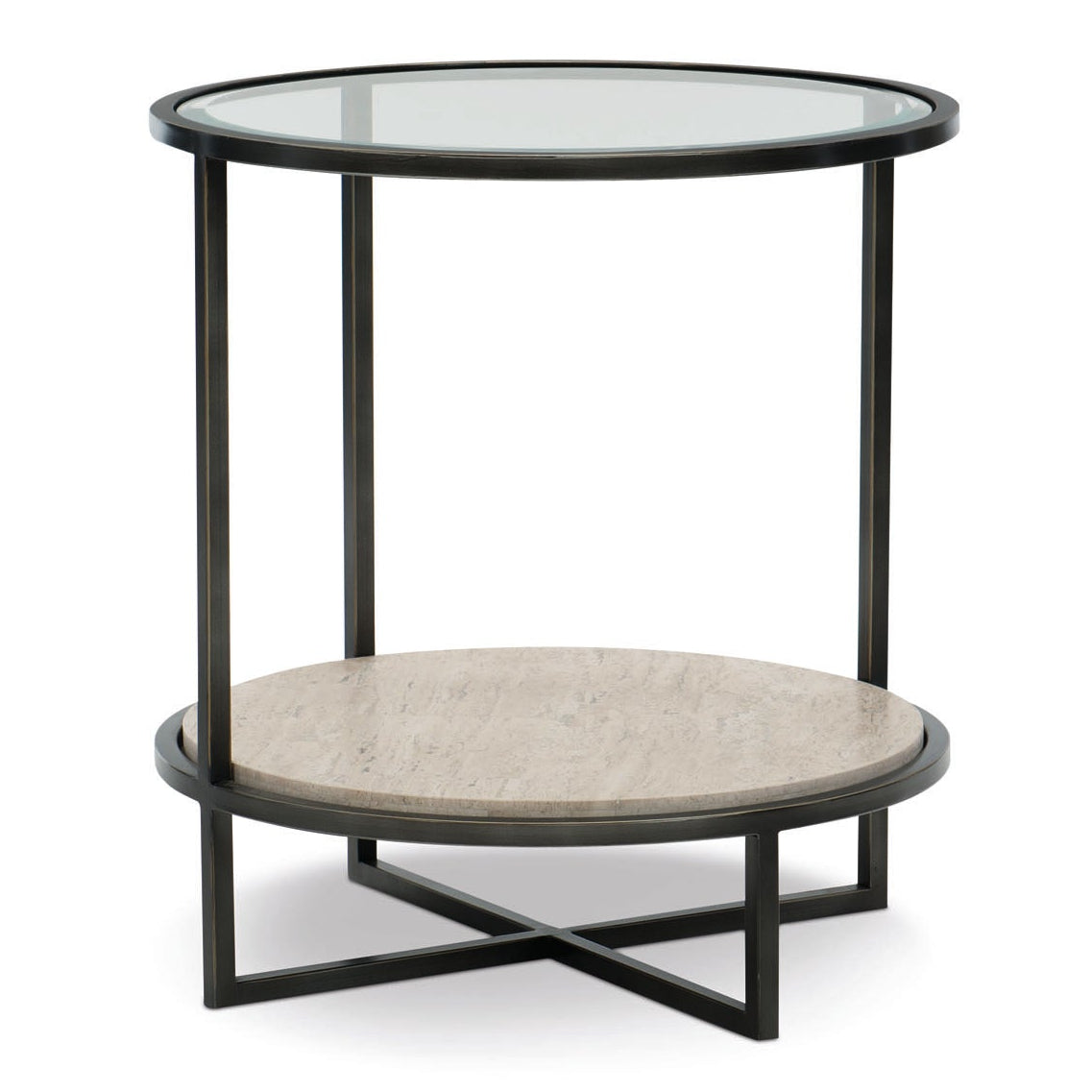 Bernhardt Living Harlow Metal Round Chairside Table