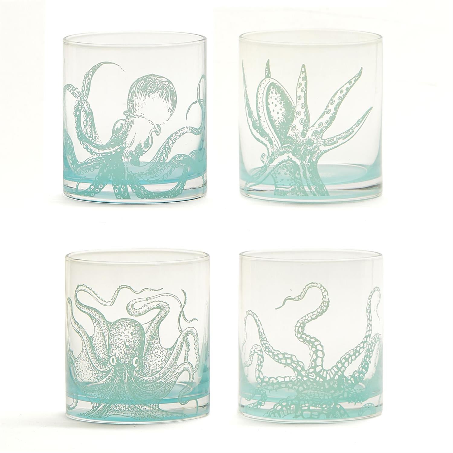 Octopus Double Old Fashion Glass Set of 4