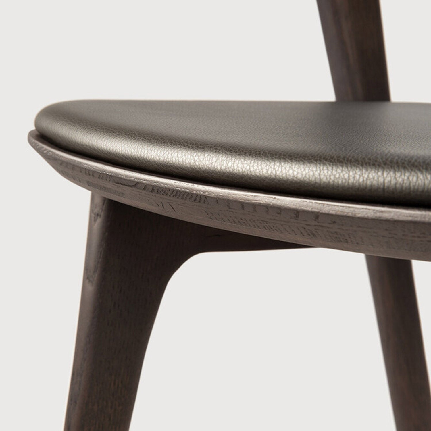 Ethnicraft Bok Oak Brown Leather Dining Chair