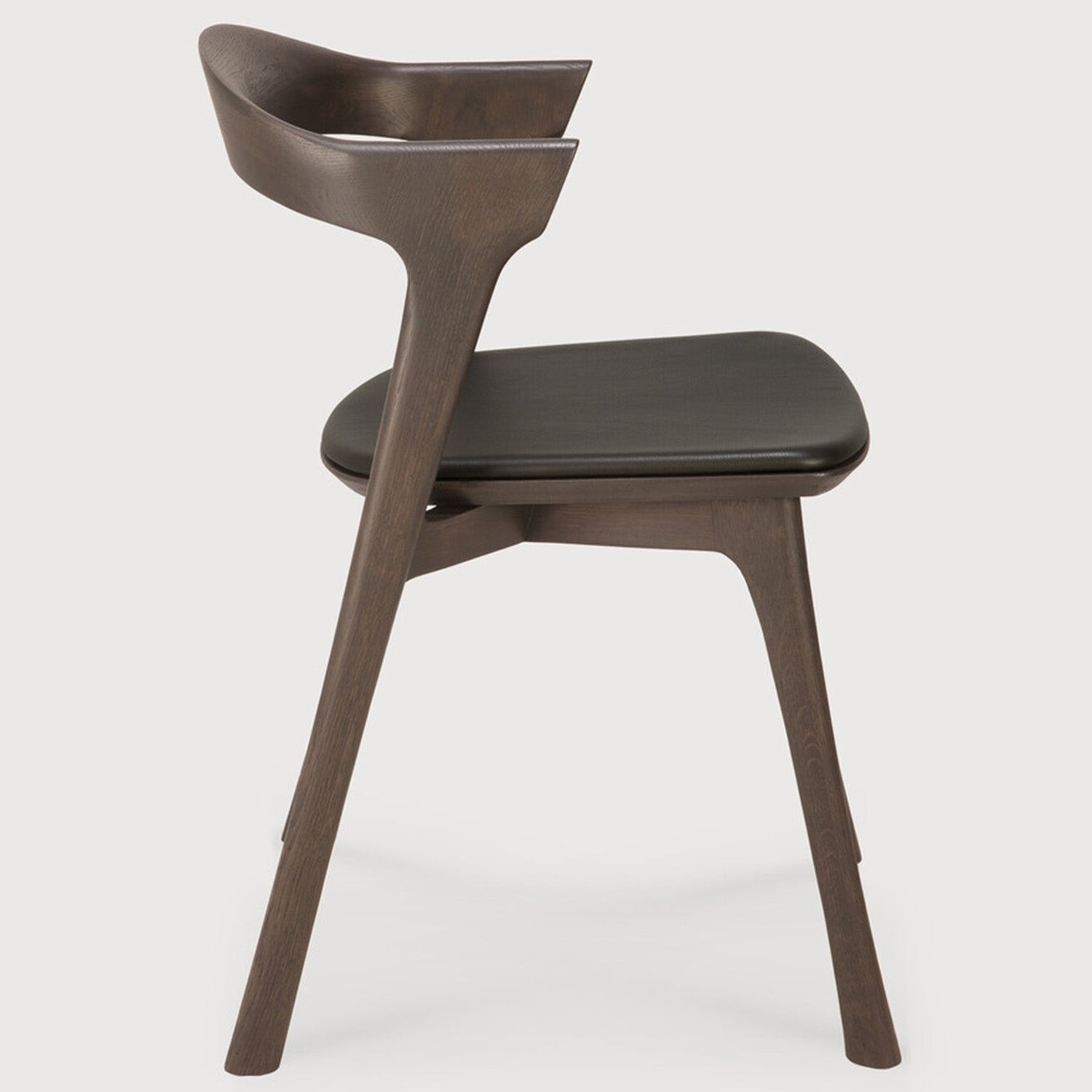 Ethnicraft Bok Oak Brown Leather Dining Chair