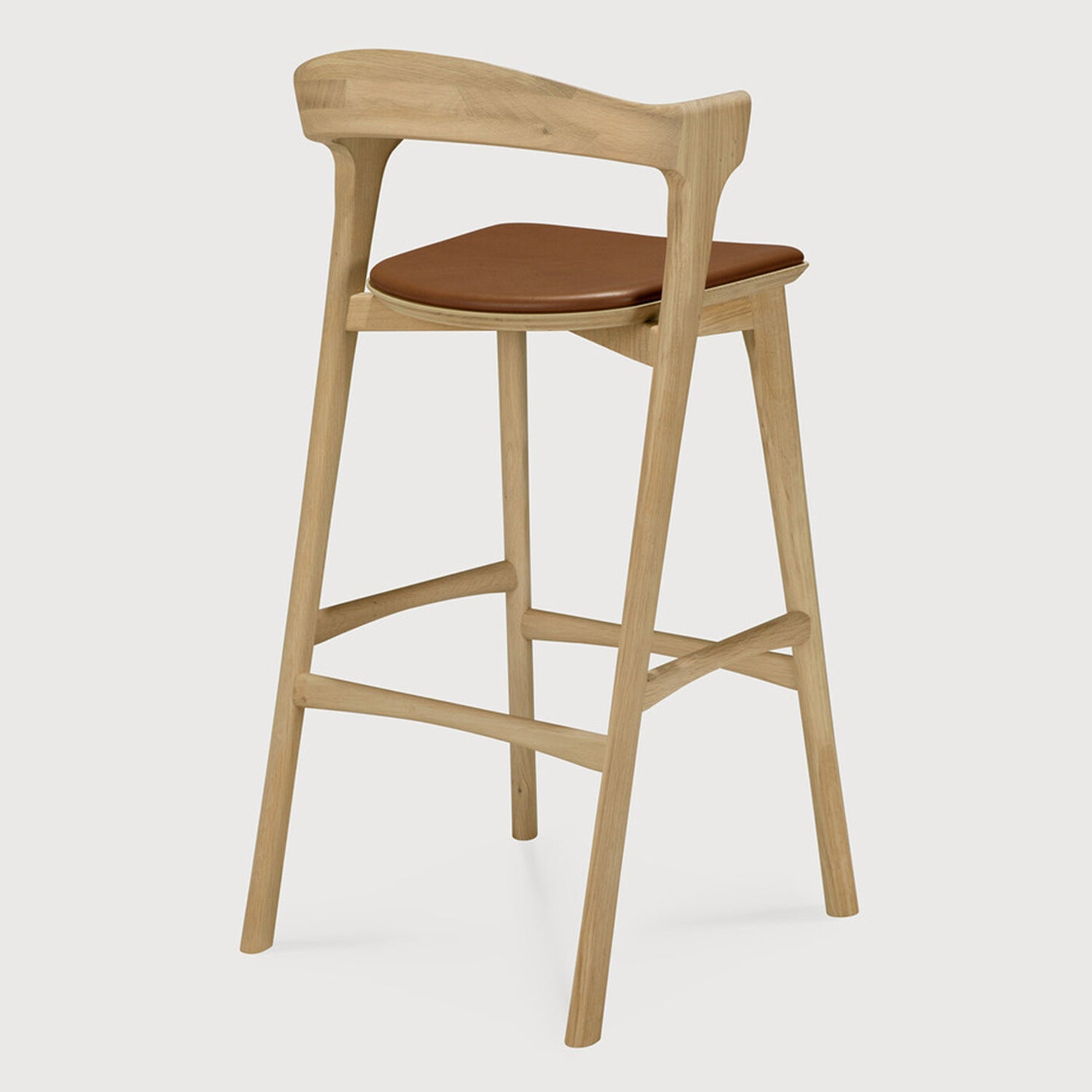 Ethnicraft Bok Leather Barstool Set of 2