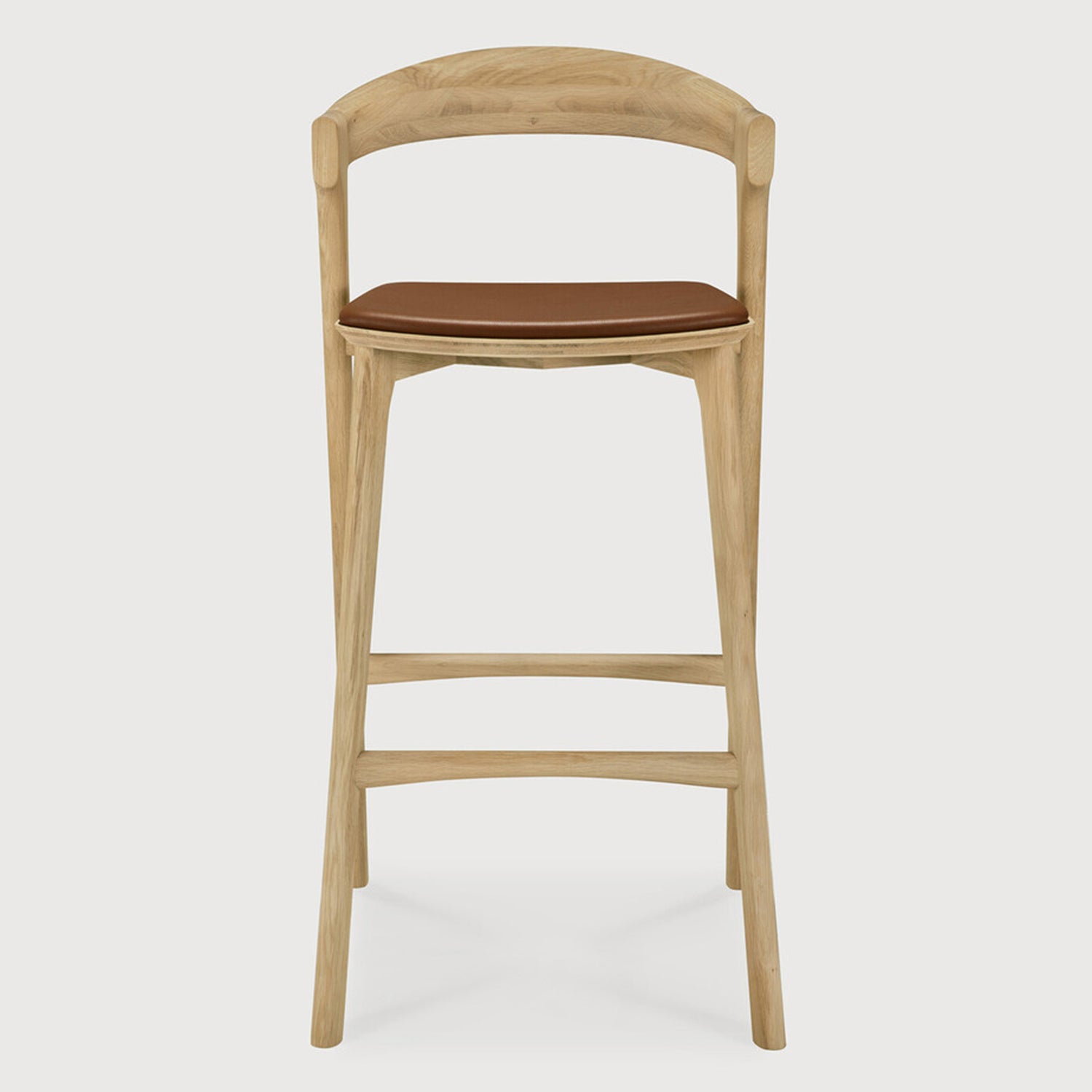 Ethnicraft Bok Leather Barstool Set of 2