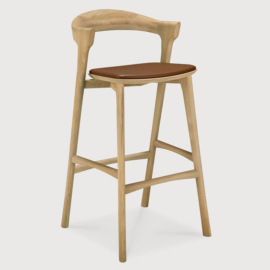 Ethnicraft Bok Leather Barstool Set of 2