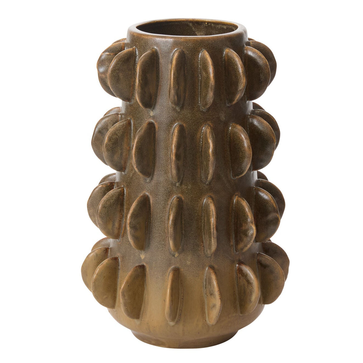 Millay Vase close-up view, dark green ombre ceramic vase