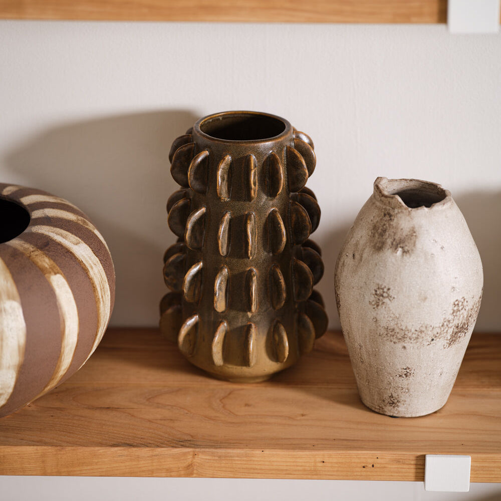 Millay Vase another view, dark green ombre ceramic vase