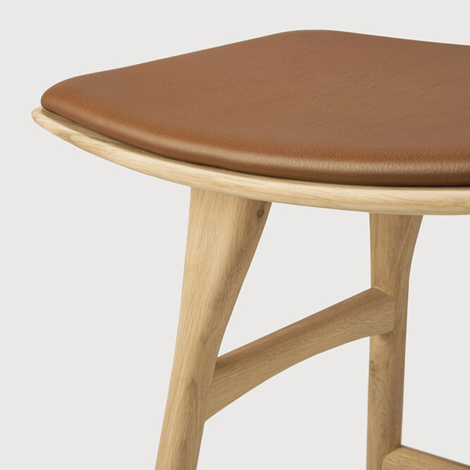 Ethnicraft Osso Oak Leather Stool
