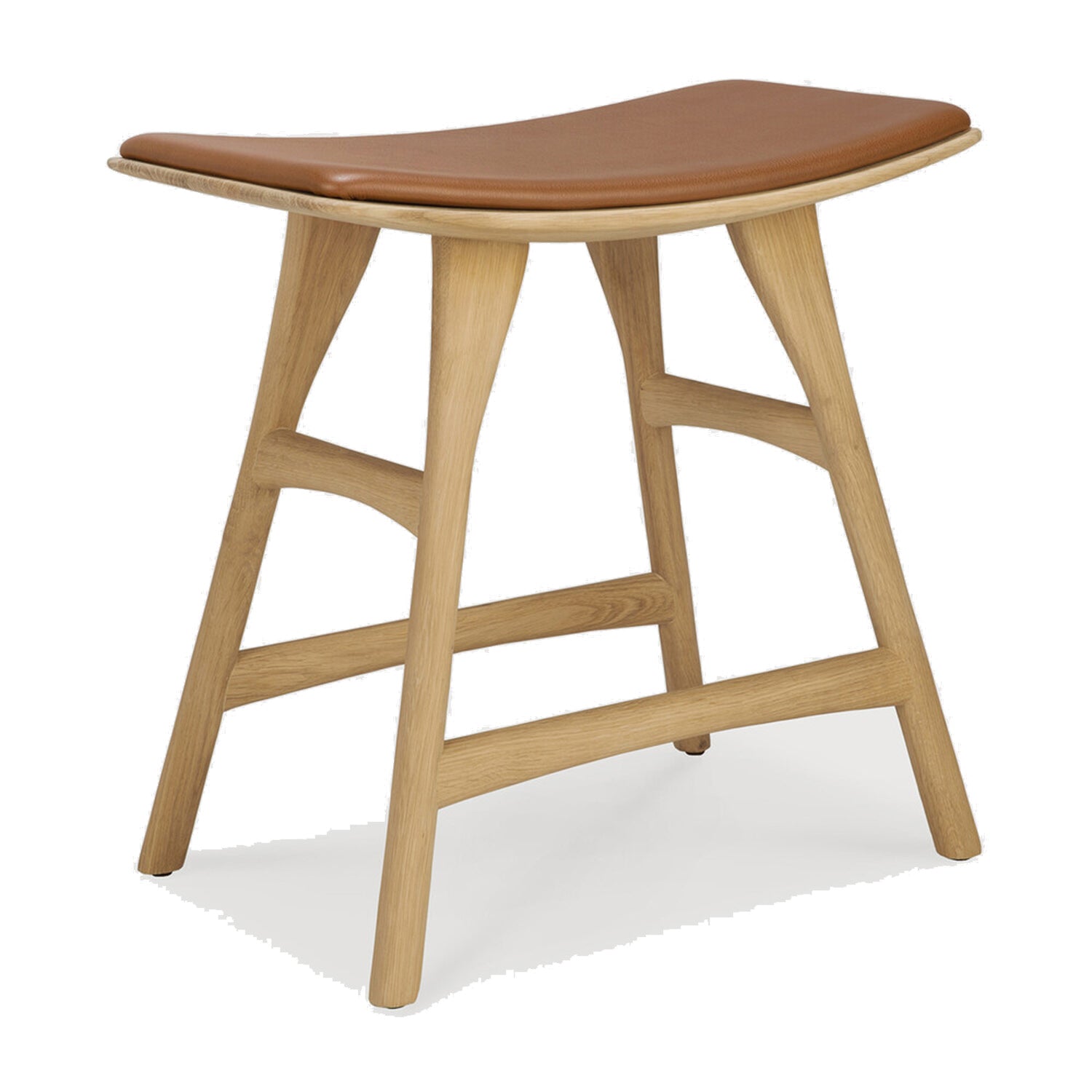 Ethnicraft Osso Oak Leather Stool