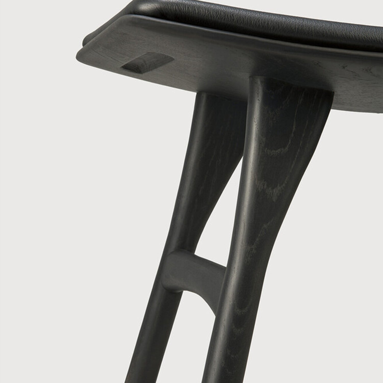 Ethnicraft Osso Oak Black Leather Stool