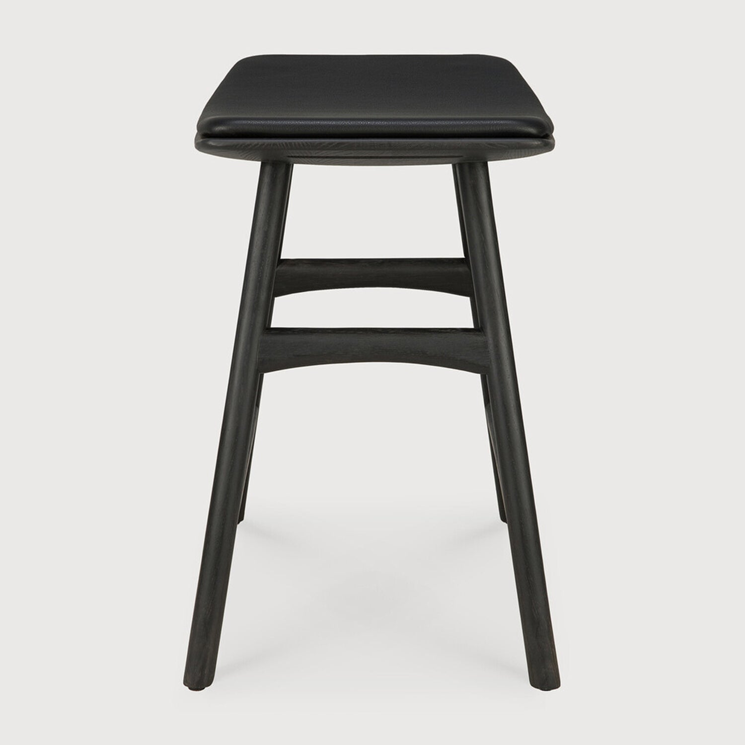 Ethnicraft Osso Oak Black Leather Stool