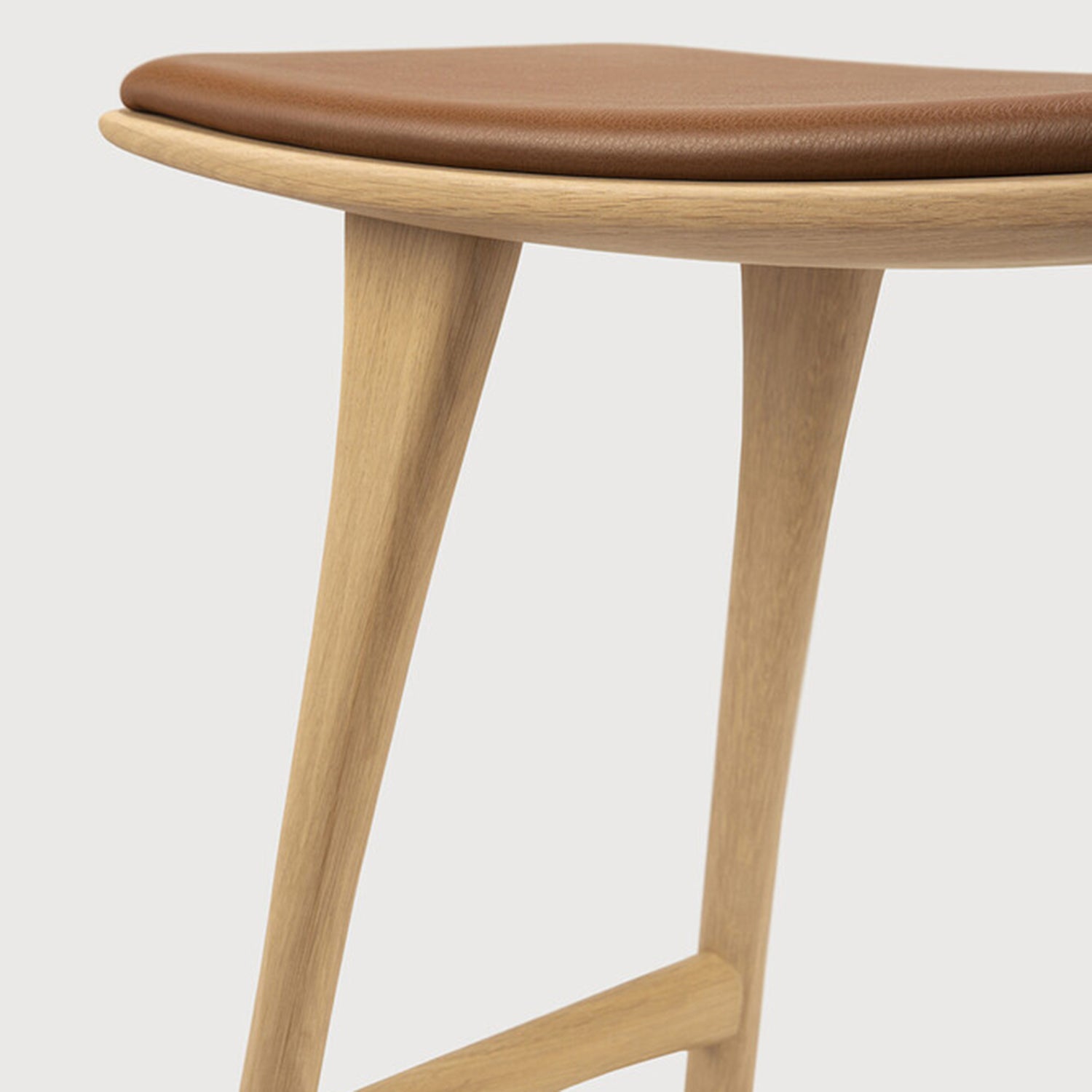 Ethnicraft Osso Oak Leather Counter Stool Set of 2