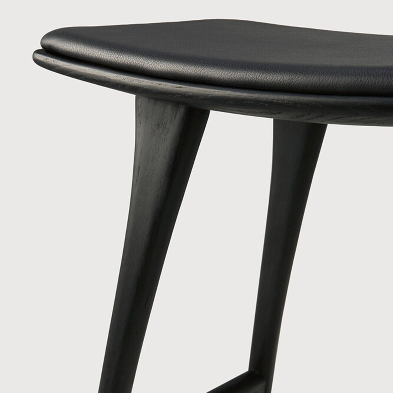 Ethnicraft Osso Oak Black Leather Counter Stool Set of 2
