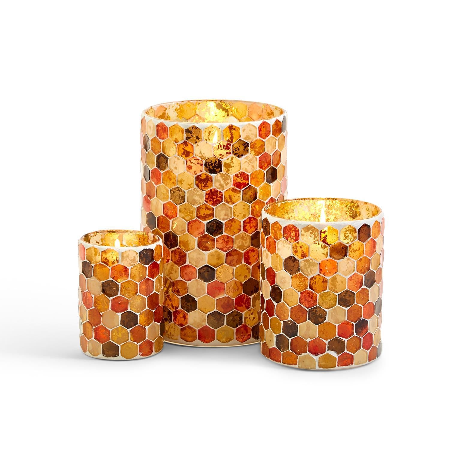 Honeycomb Mosaic Tealight Candleholder Set of 3