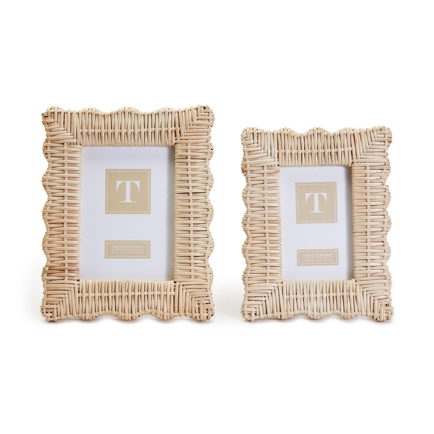 Scalloped Wicker Photo Frame Set of 2