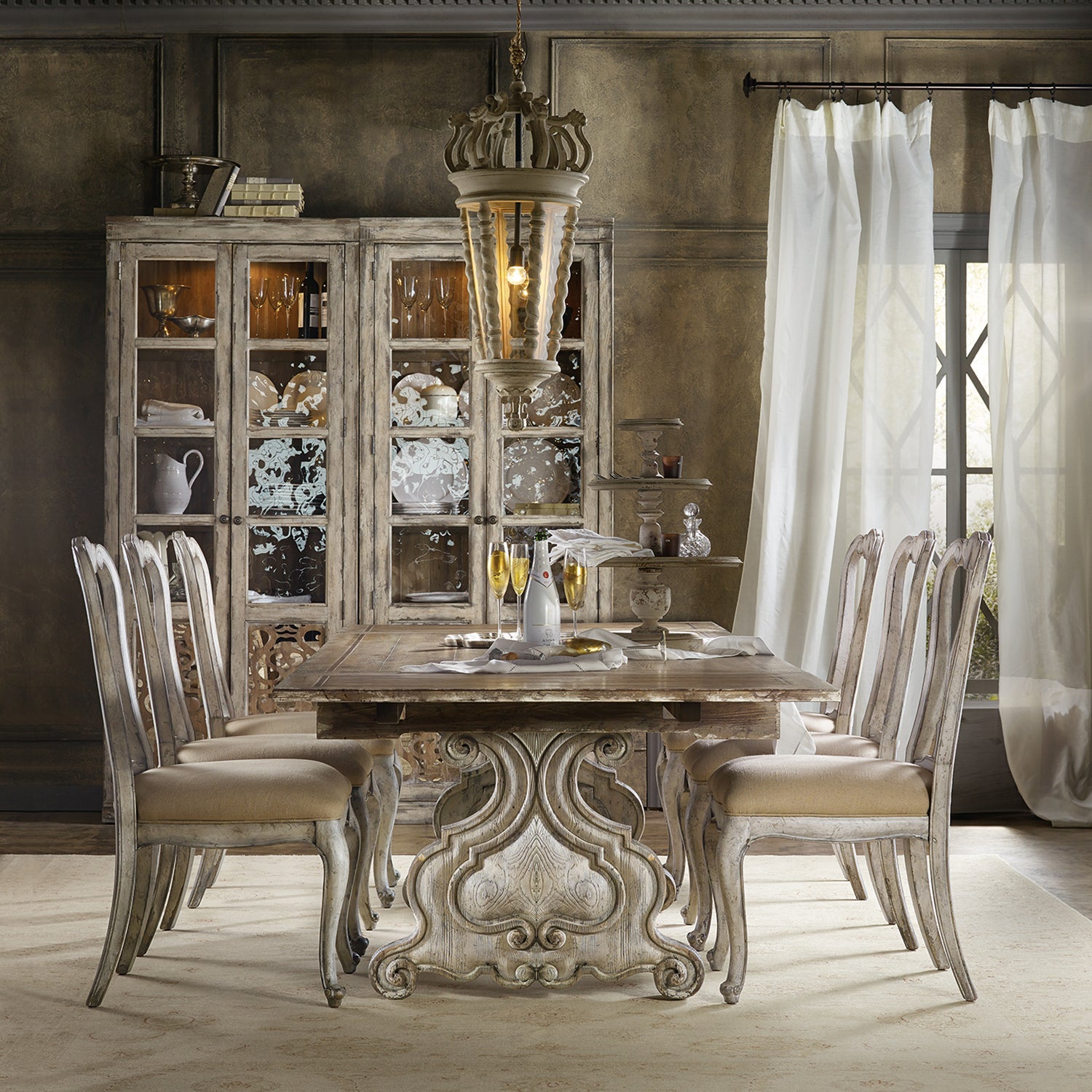 Hooker Furniture Chatelet Refectory Rectangle Trestle Dining Table