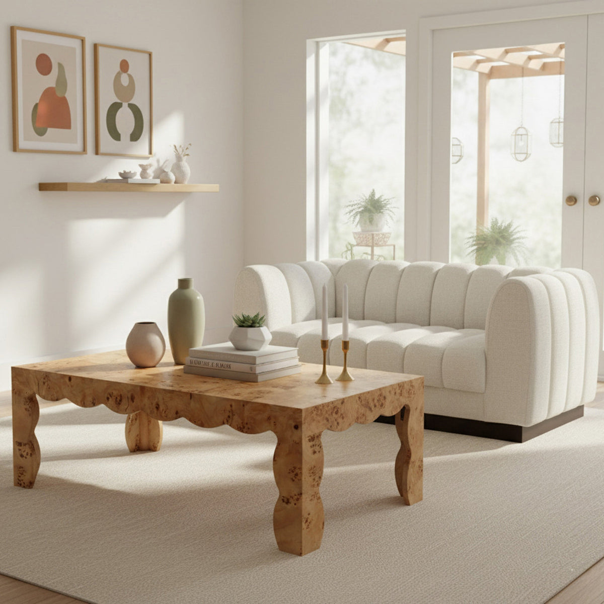 Vassa Natural Burl Veneer Coffee Table