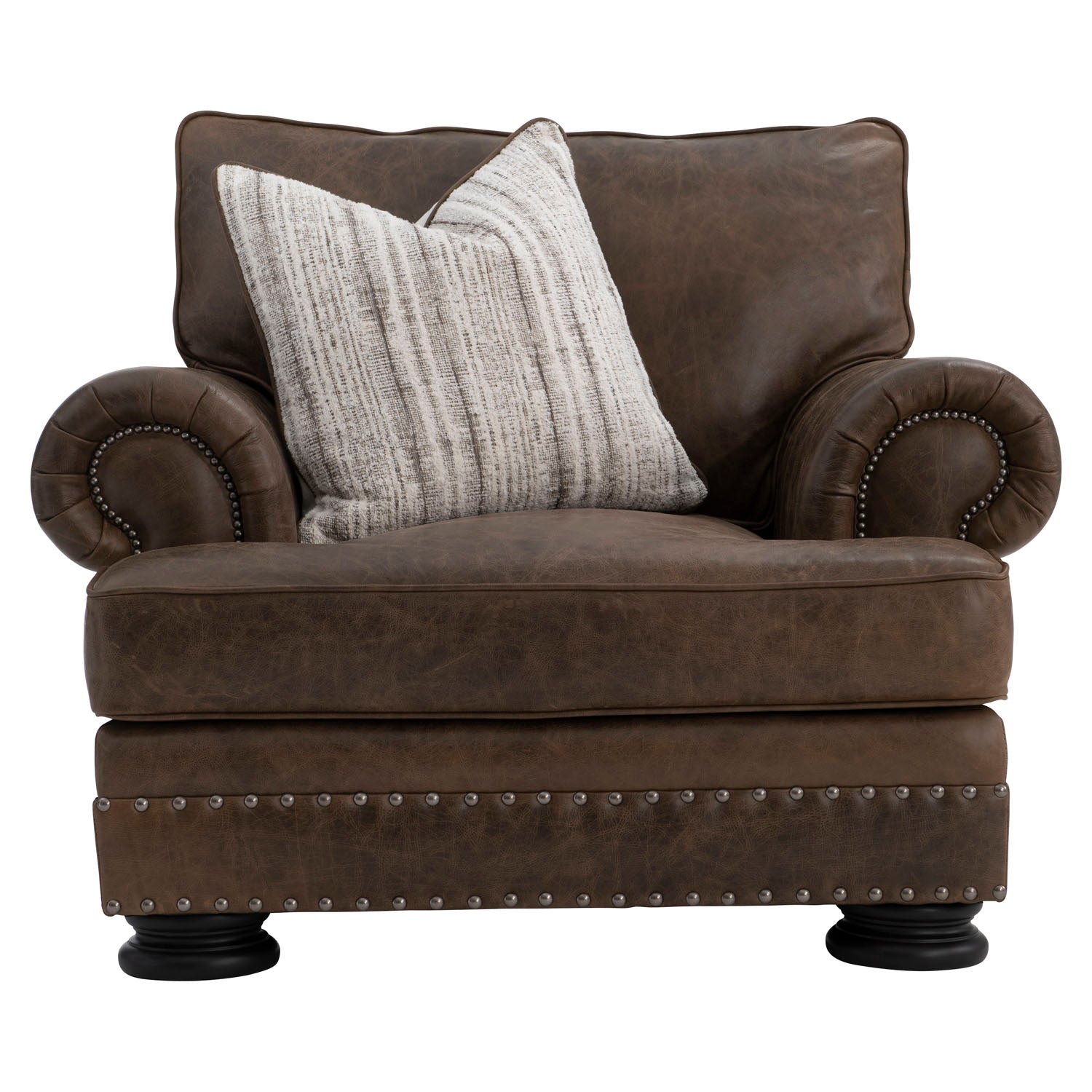 Bernhardt Living Foster Mocha Leather Chair