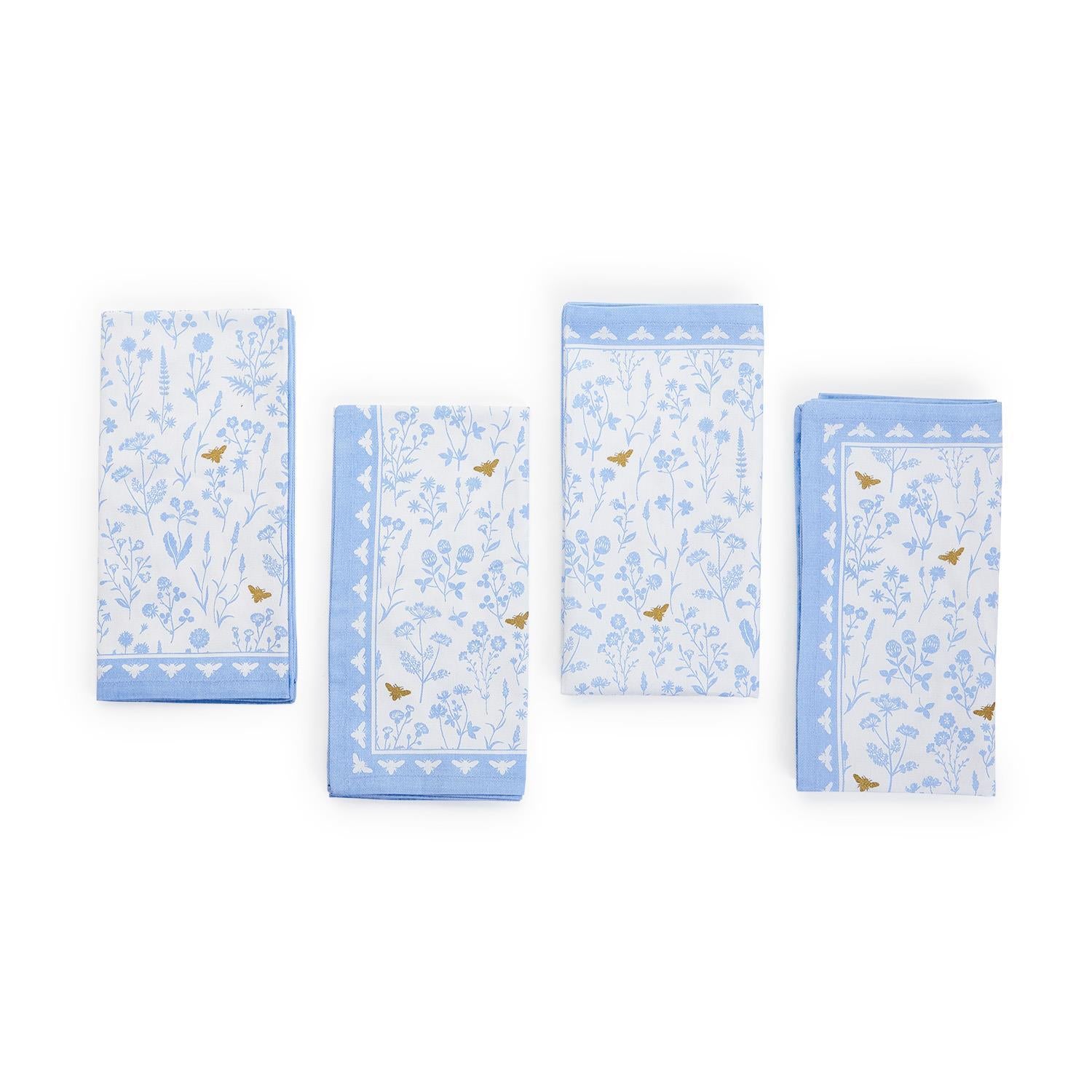 Bees and Blooms Cloth Napkin Set of 4