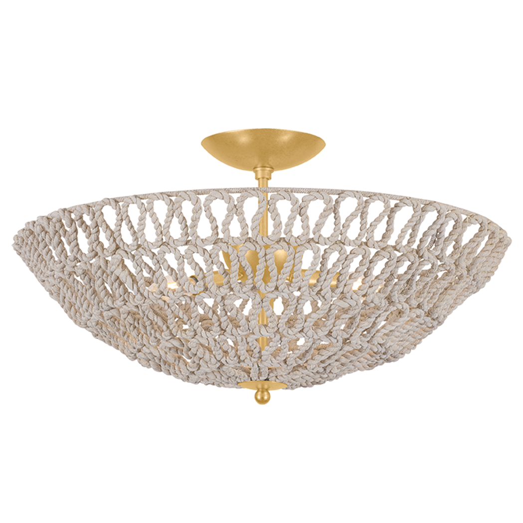 Hudson Valley Lighting Pleasant Plains Semi Flush Mount in Vintage Gold Leaf, primary product view