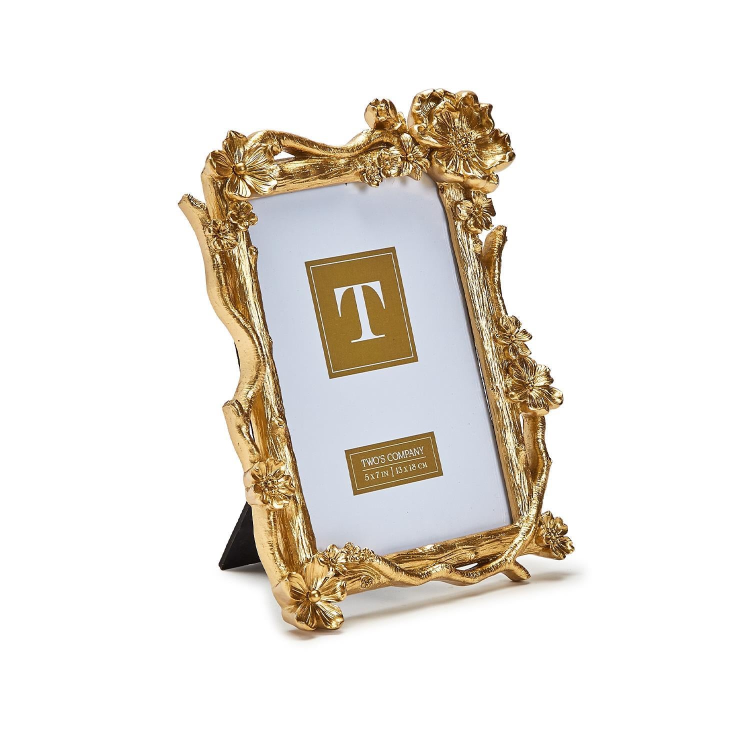 Gold Floral Spray Photo Frame