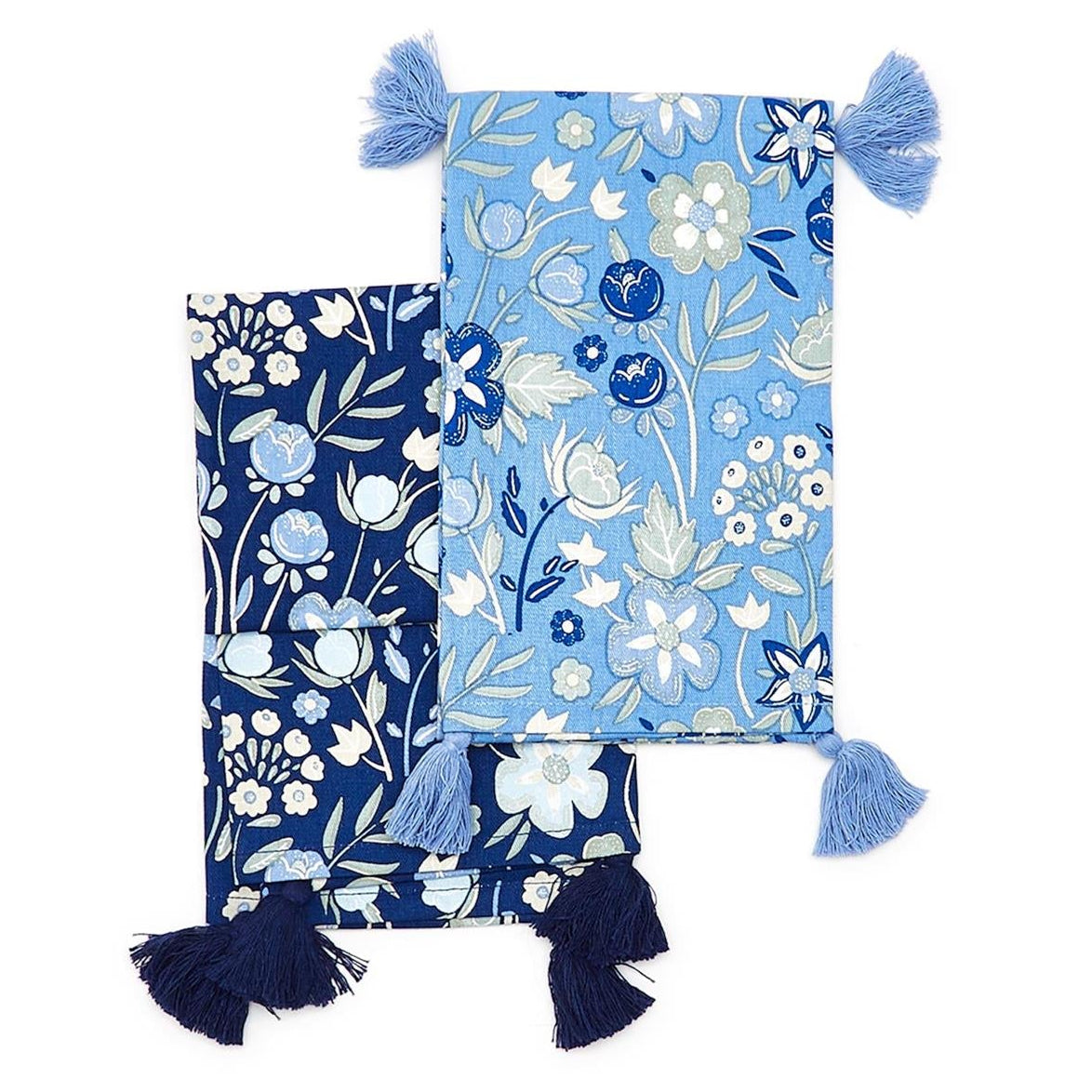 Blue Floral Dish Towel Set of 2
