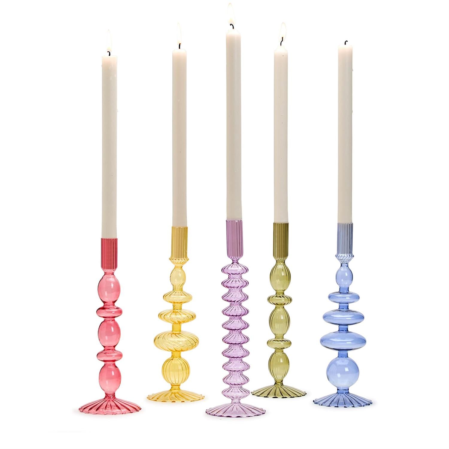 Colorful Taper Candlestick Candleholder Set of 5