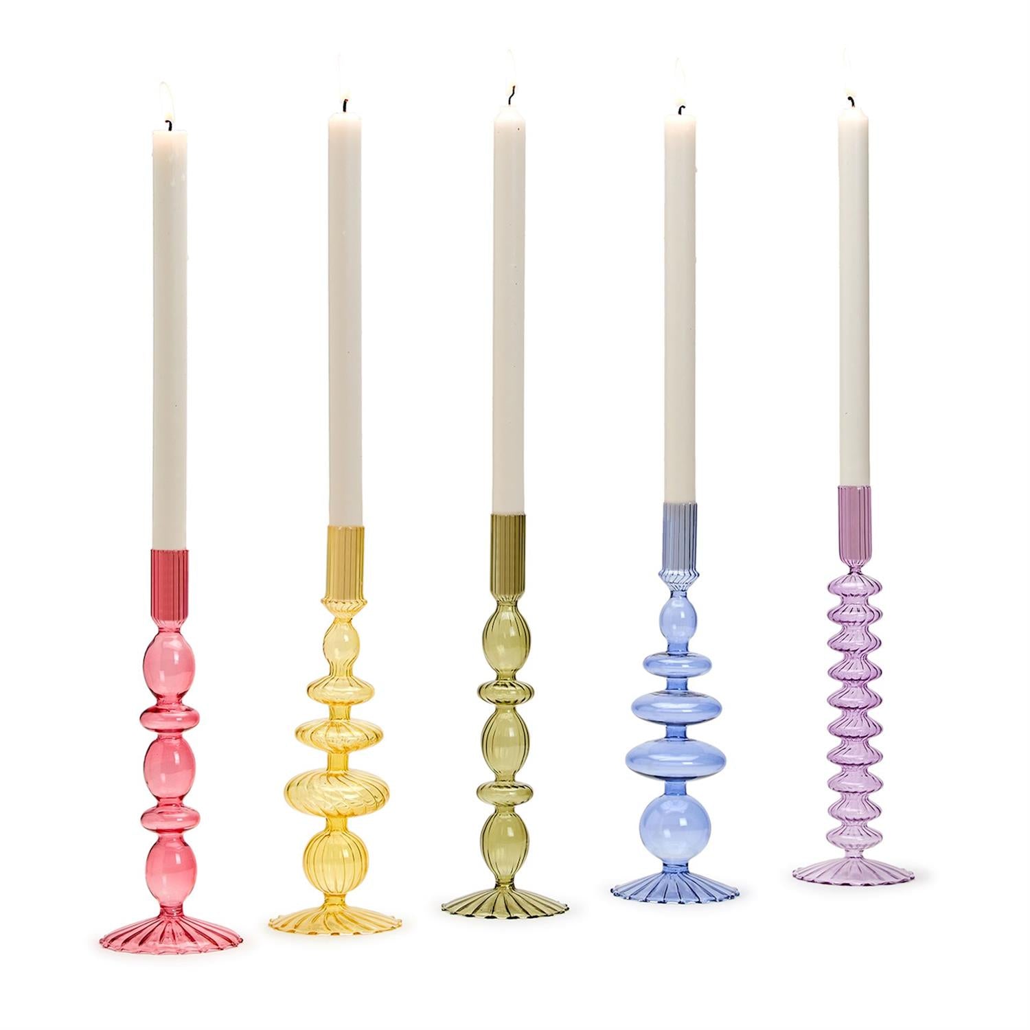 Colorful Taper Candlestick Candleholder Set of 5