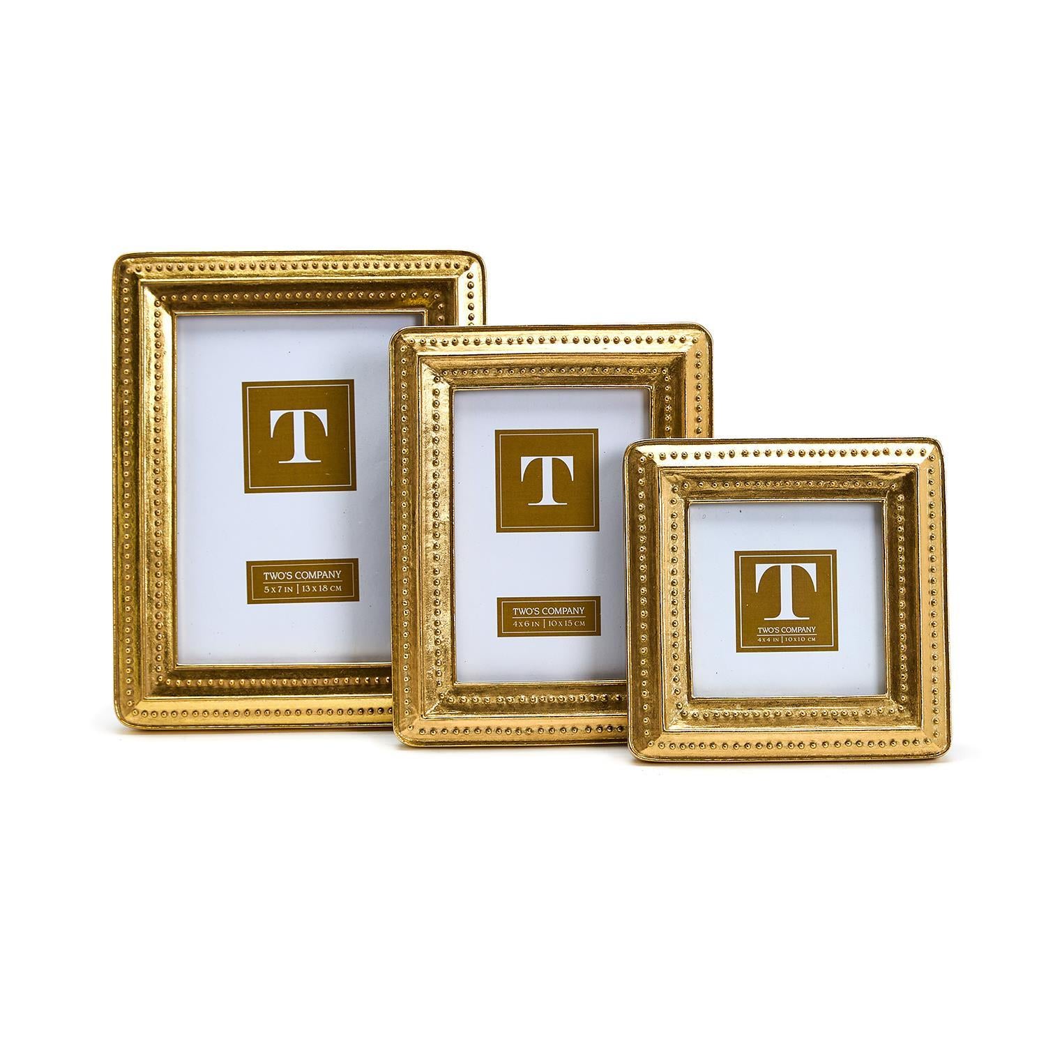 Gold Beaded Edge Photo Frame Set of 3