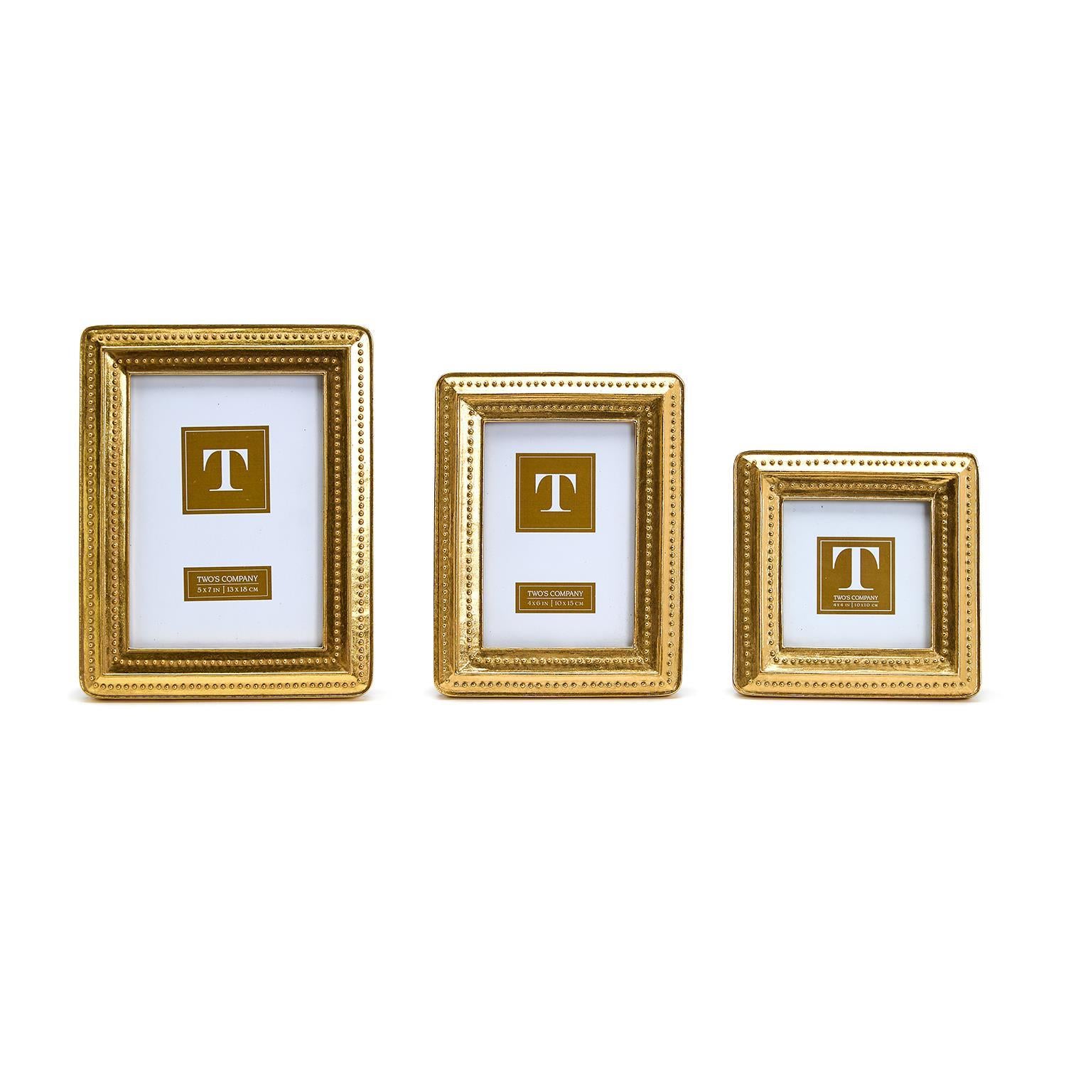Gold Beaded Edge Photo Frame Set of 3