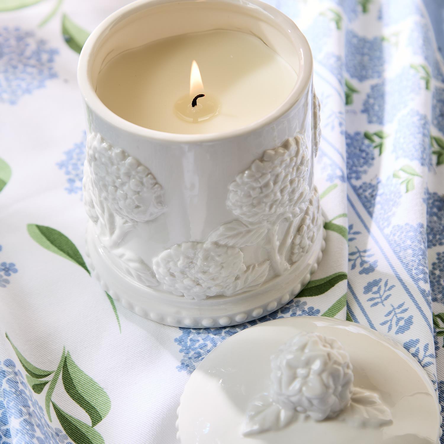 Hydrangea Relief Filled Candle