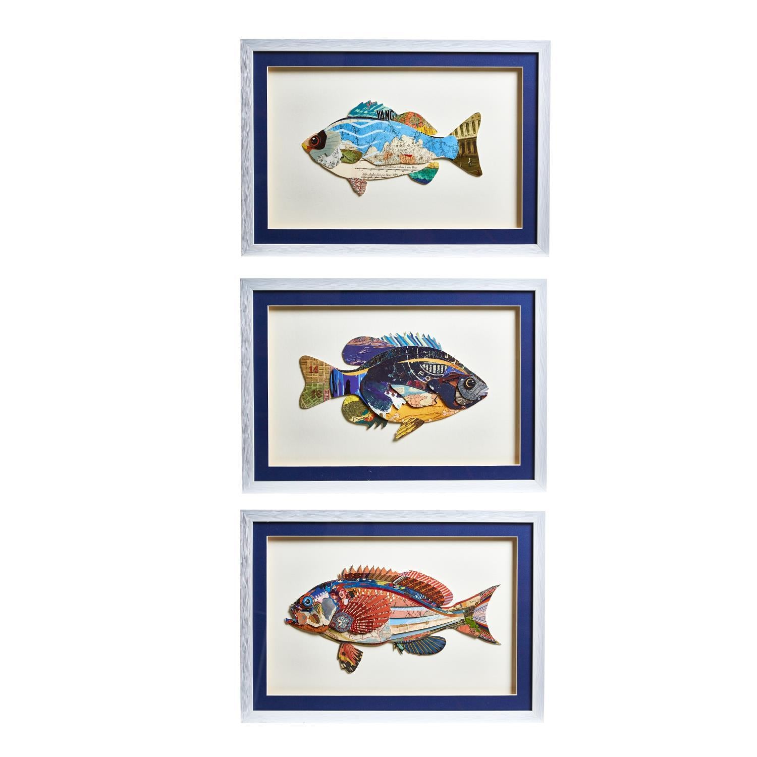 Fish Collage Wall Art Set of 3