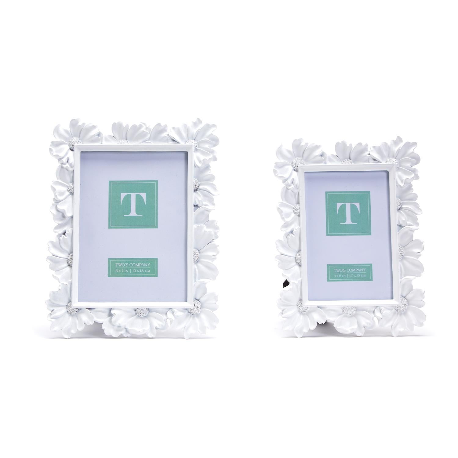 White Daisy Photo Frame Set of 2