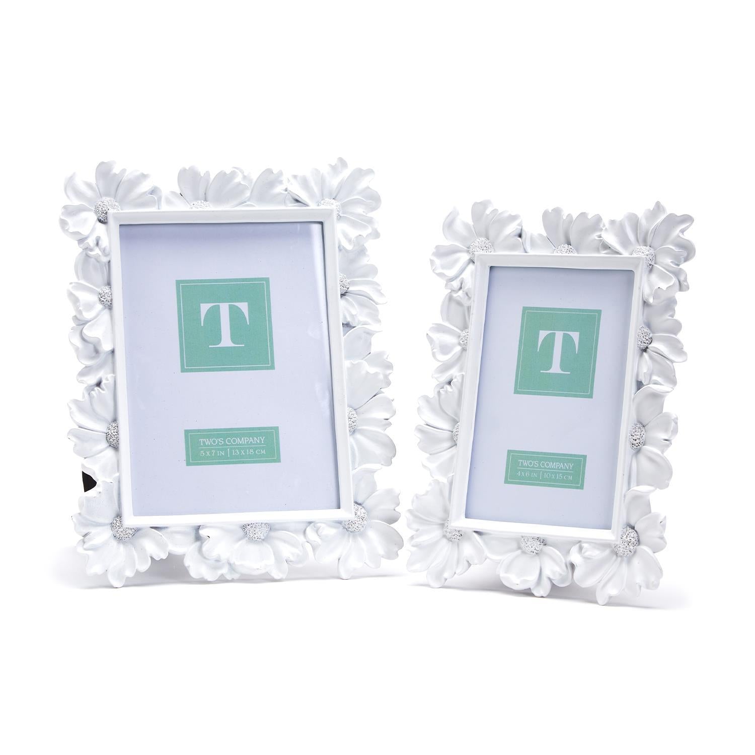 White Daisy Photo Frame Set of 2
