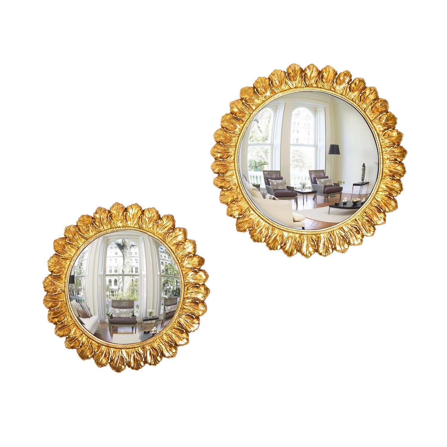 Gold Leaf Convex Wall Mirror Set of 7