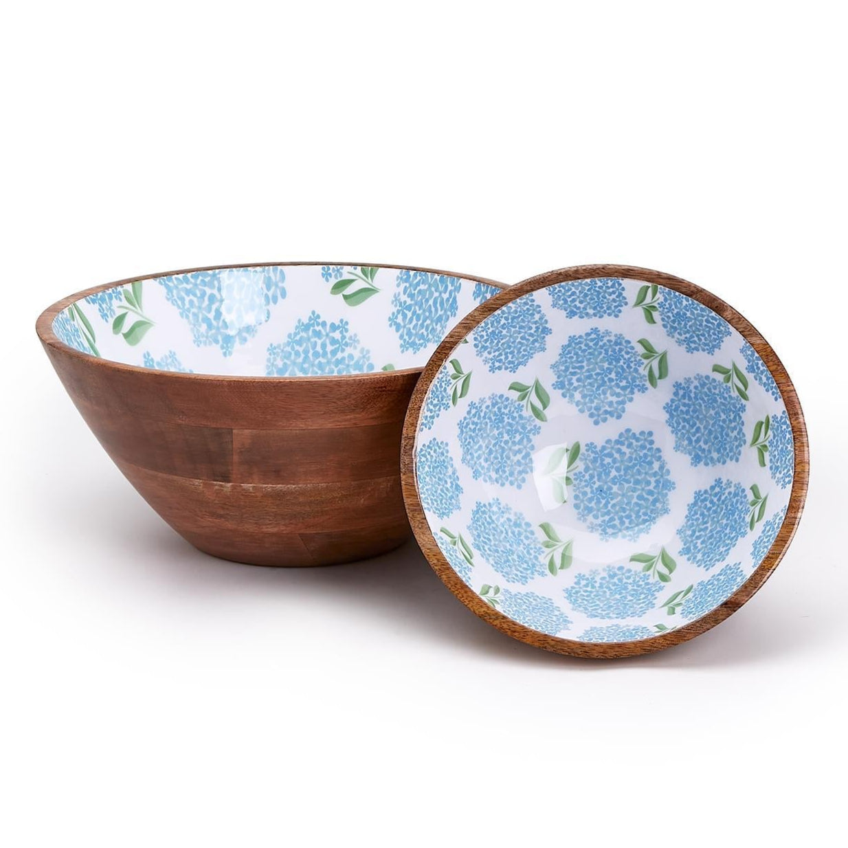 Hydrangea Wood Bowl Set of 2