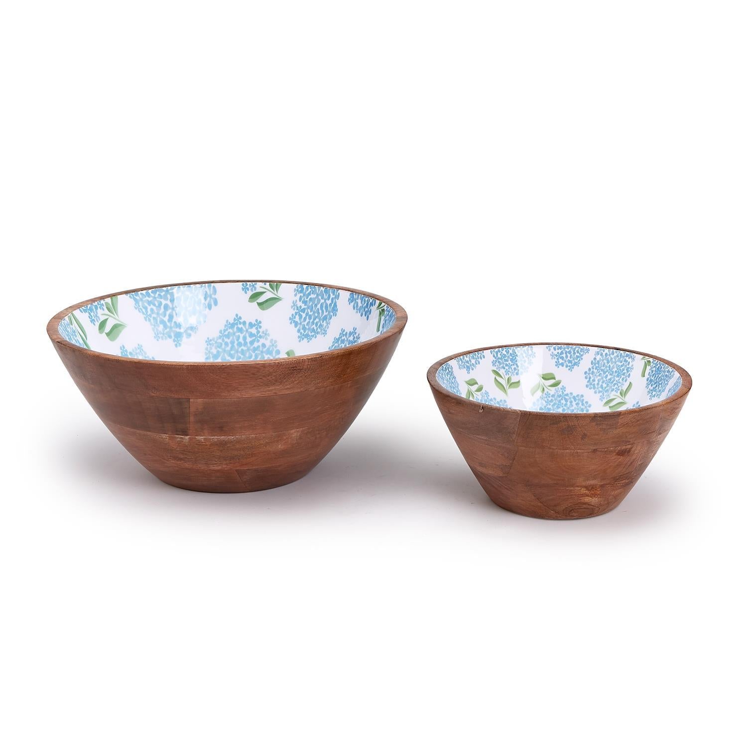 Hydrangea Wood Bowl Set of 2