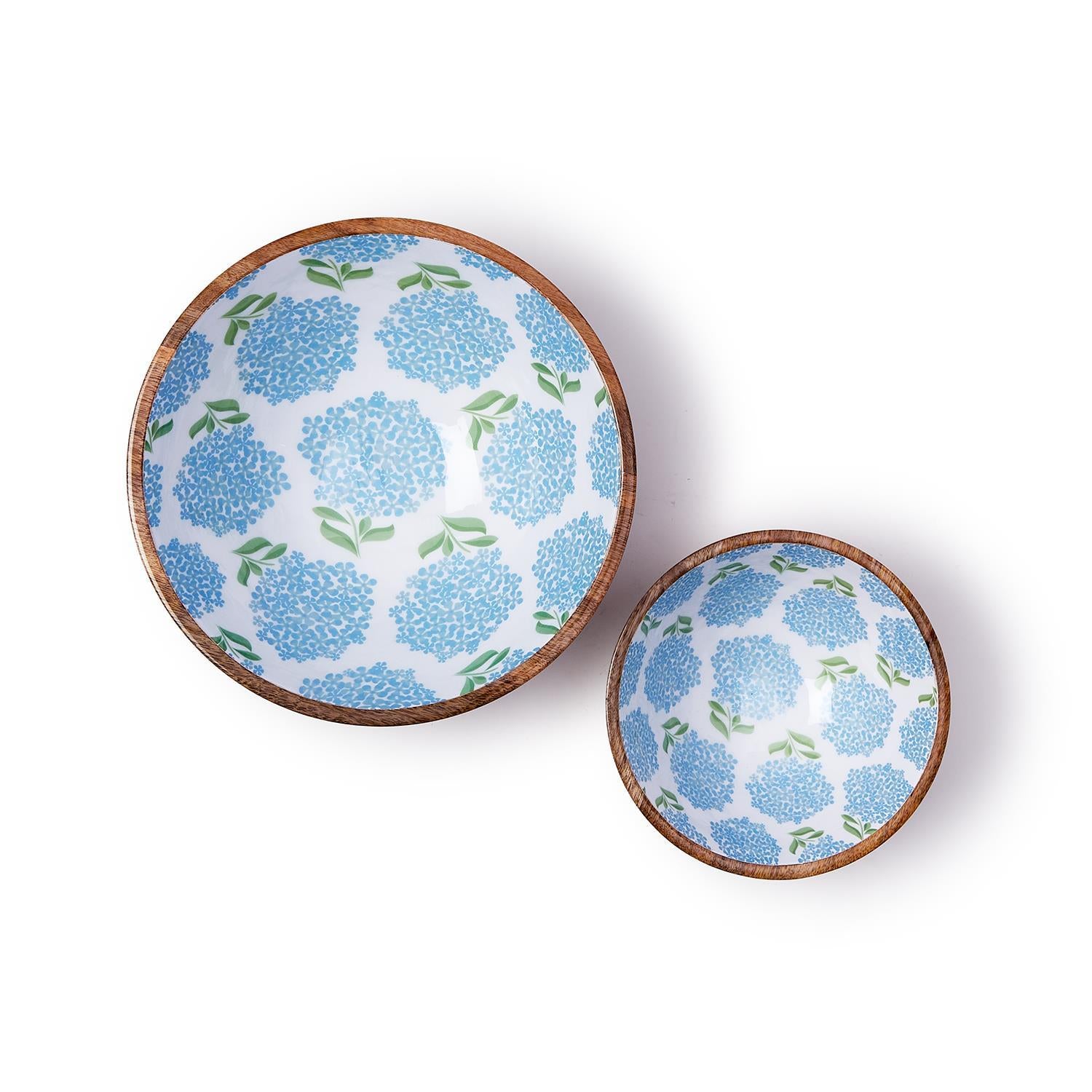 Hydrangea Wood Bowl Set of 2