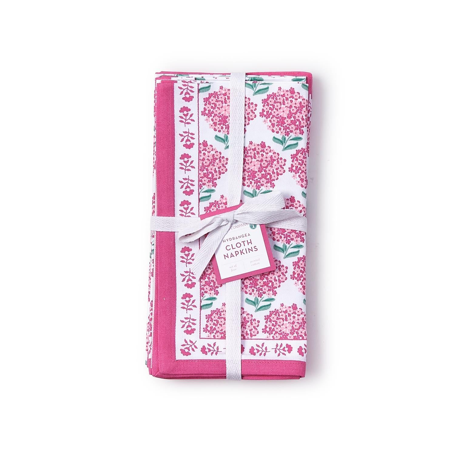 Pink Hydrangea Cloth Napkin Set of 4