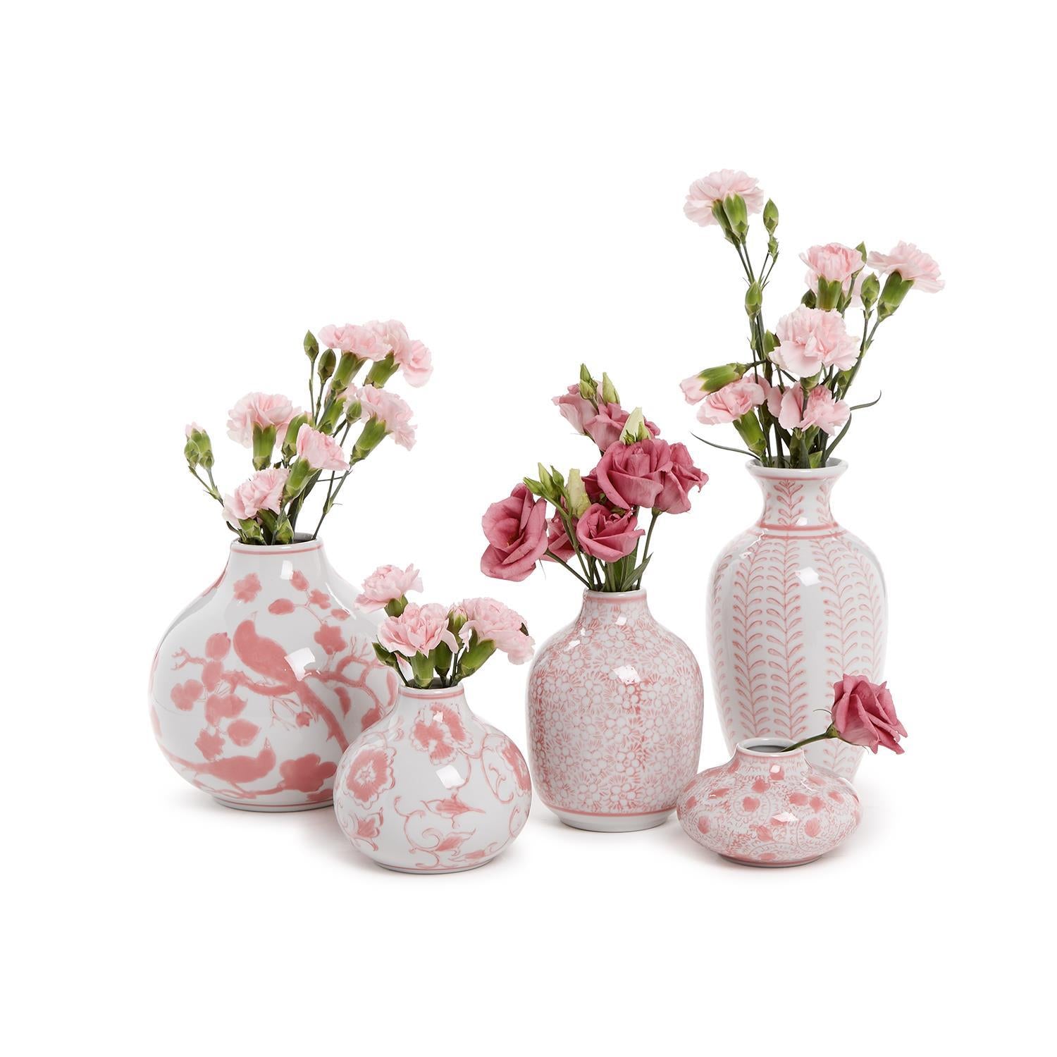 Pink Chinoiserie Vase Set of 5