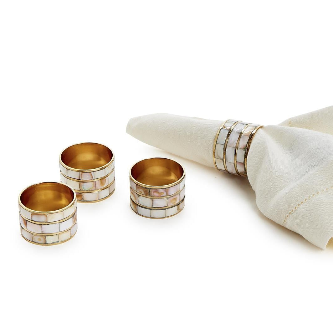 Mother of Pearl Napkin Ring Holder Set of 4