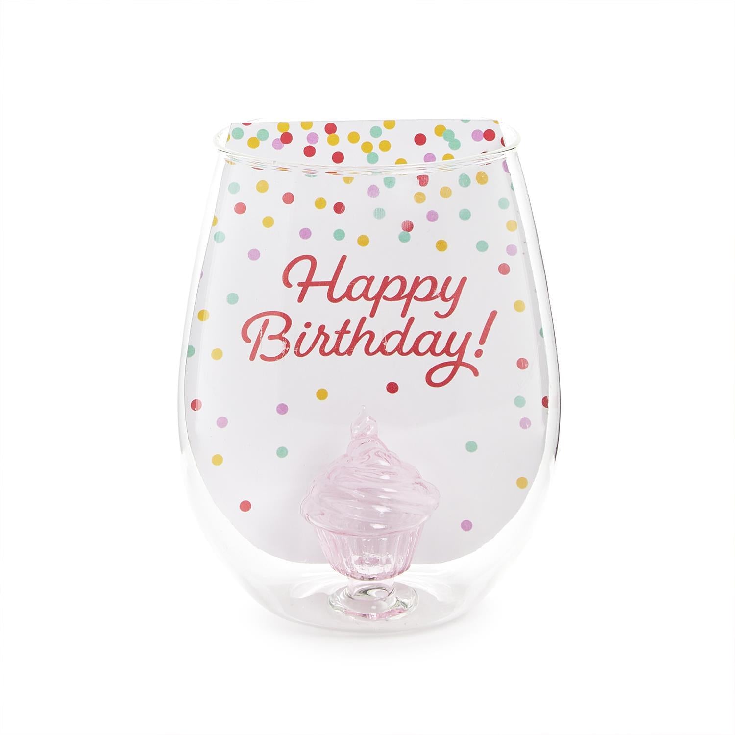 Celebration Cake Stemless Wine Glass
