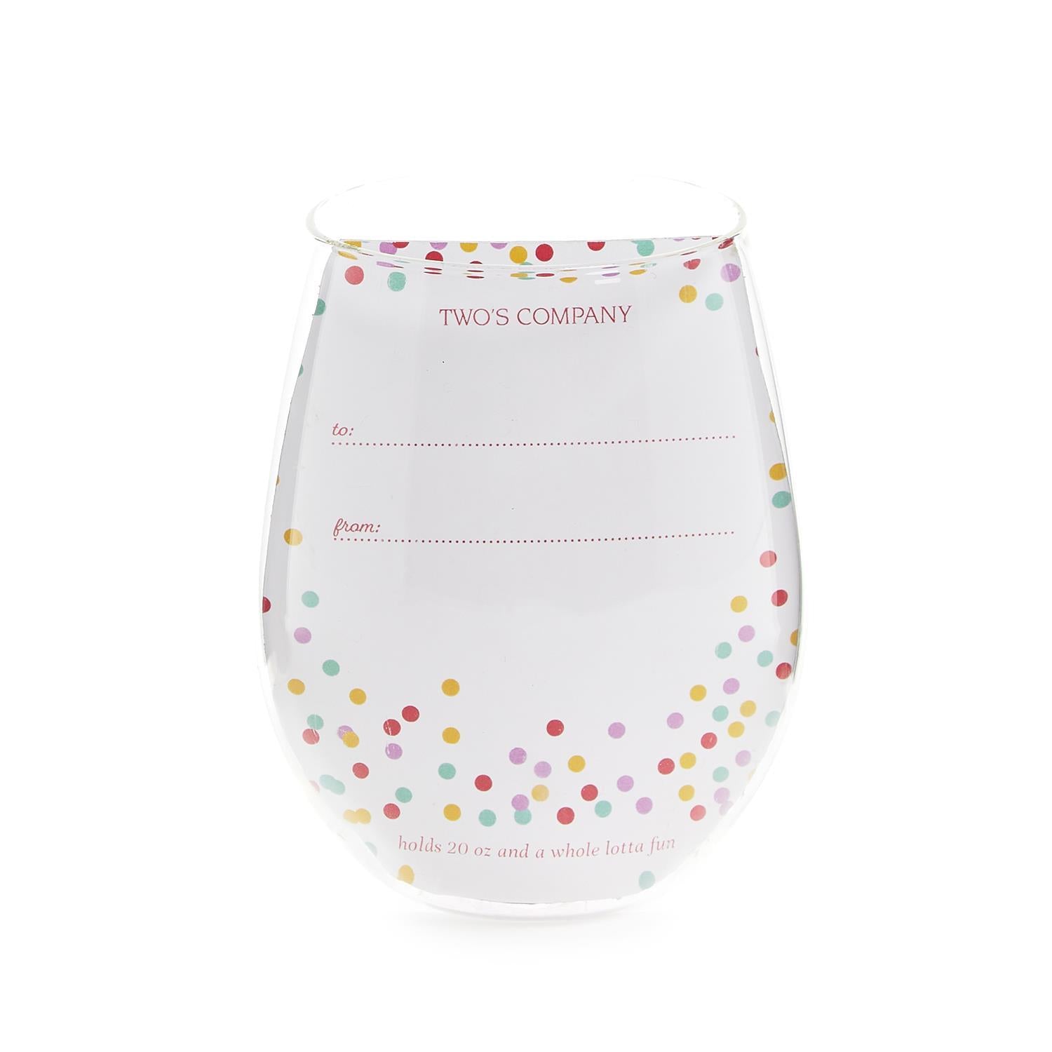 Celebration Cake Stemless Wine Glass