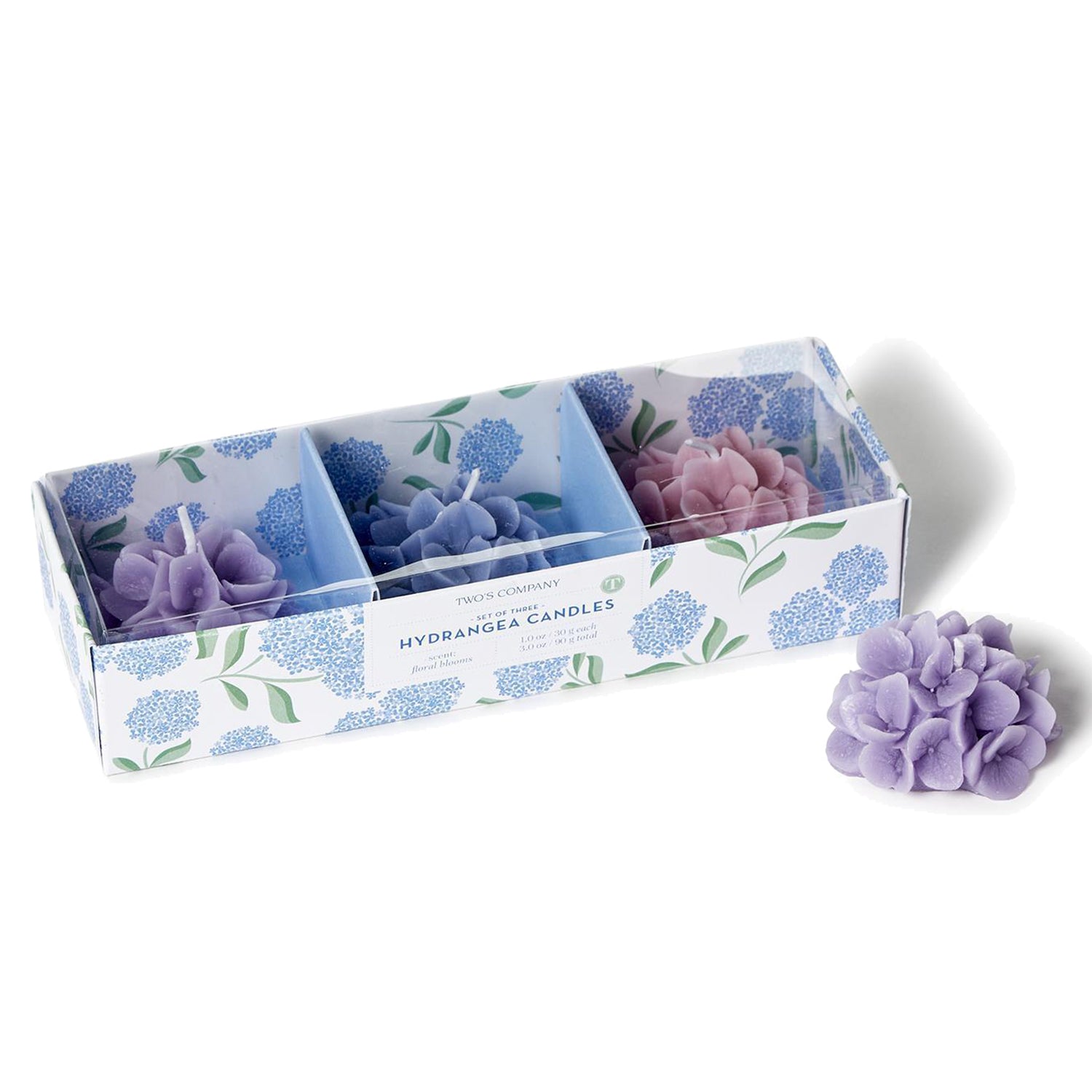 Hydrangea Floral Blooms Scented Candle Set of 3