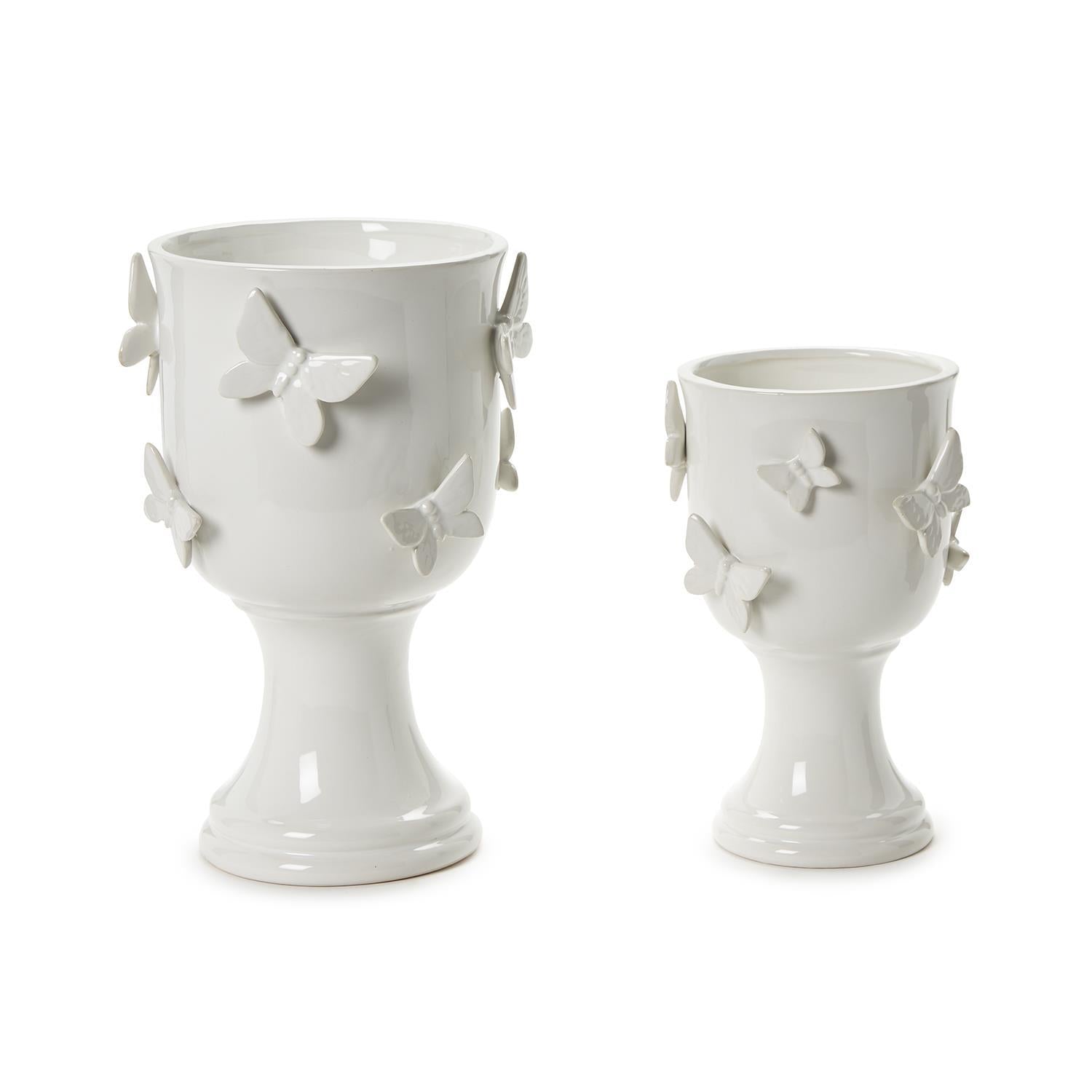 Butterfly Pedestal Cachepot Set of 2