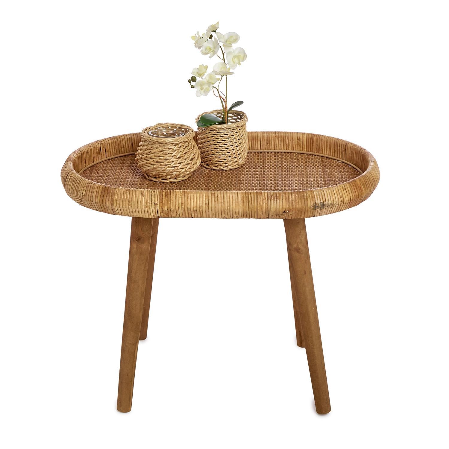 Hand-Crafted Rattan Side/End Table