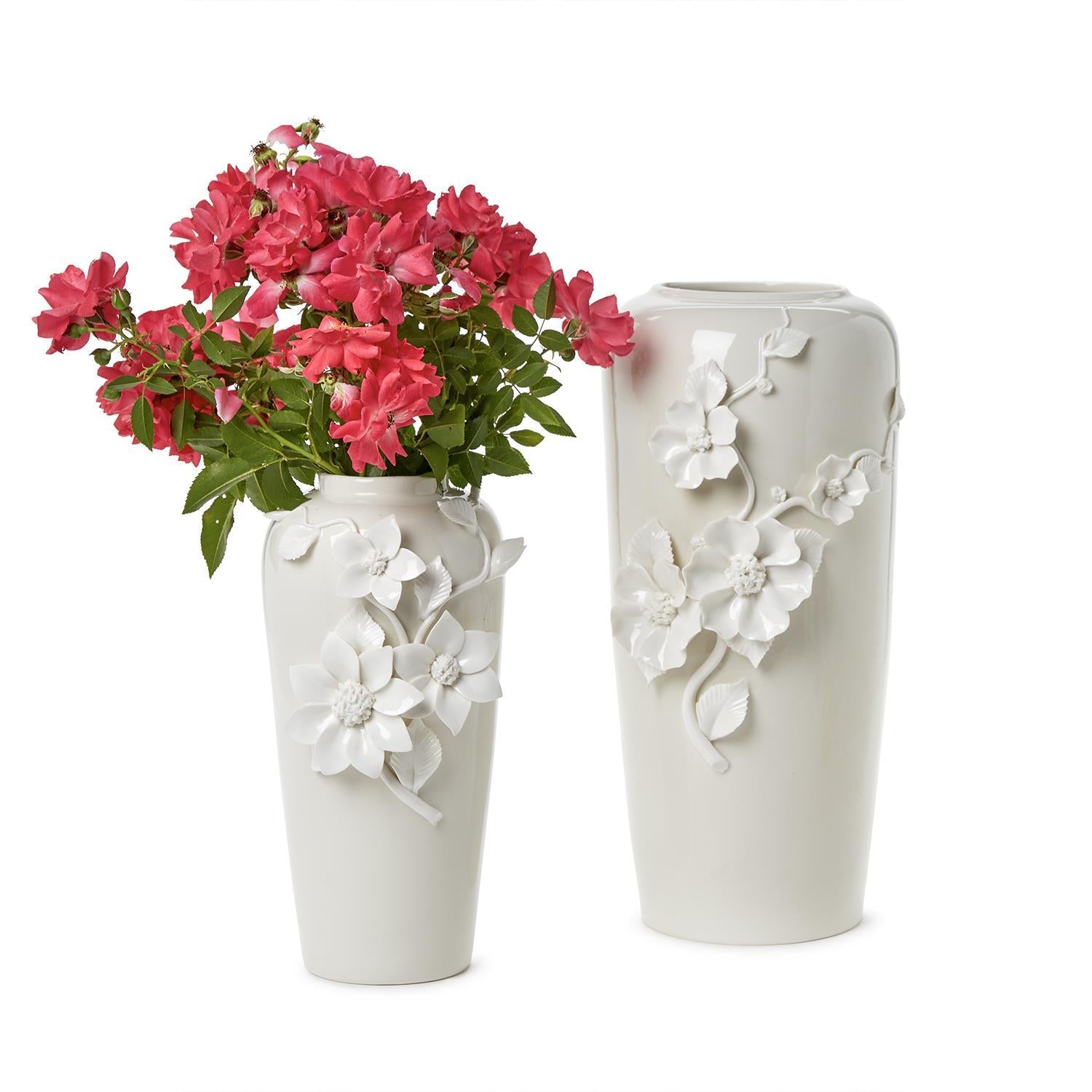 3-D Sculpted Flowers Vase Set of 2