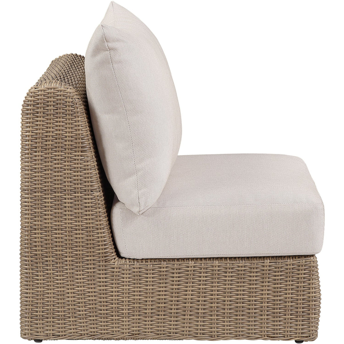 Seacrest Beige Olefin Water Resistant Fabric And Wicker Outdoor Patio Armless Chair