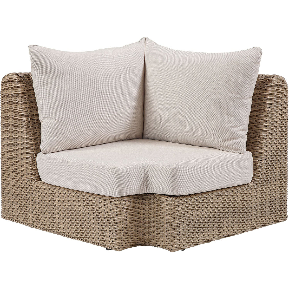 Seacrest Beige Olefin Water Resistant Fabric And Wicker Outdoor Patio Corner Chair