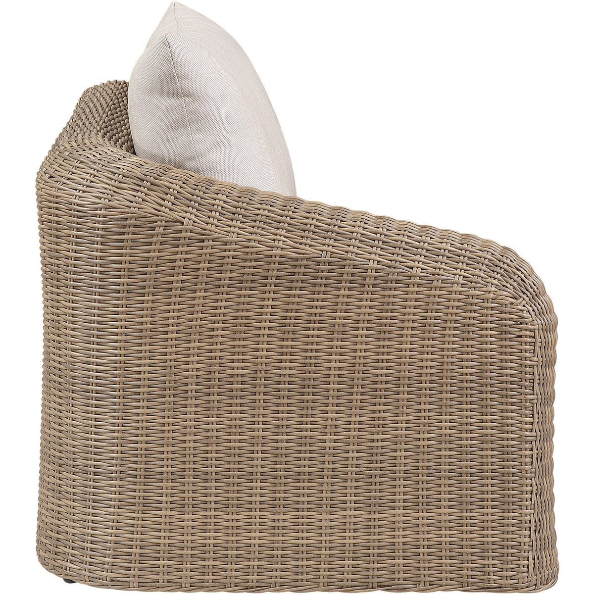 Seacrest Beige Olefin Water Resistant Fabric And Wicker Outdoor Patio Left Arm Chair